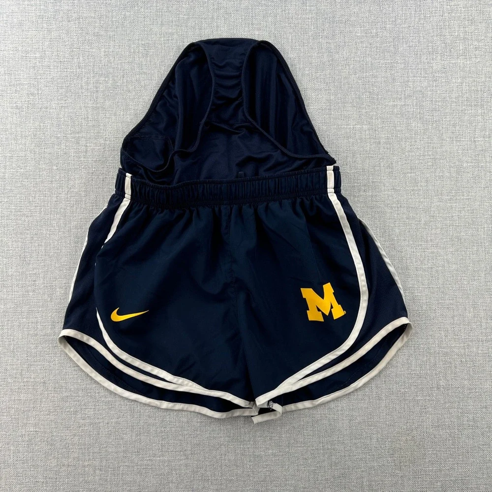 Nike Michigan Wolverines Tempo Dri-FIT Running Shorts Womens Small Blue Lined